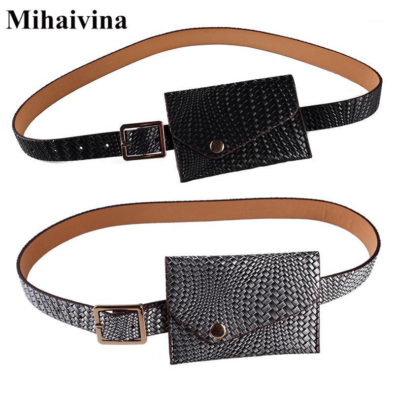 

Mihaivina Women Waist Bag Retro Fanny Pack Casual Waist Belt Bag Weave Pouch Purse Fashion Bum Girl Shoulder Strap1, Beige