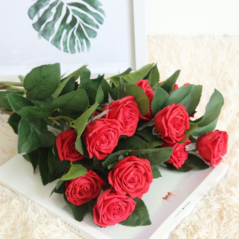

Moisturizing Feel Real Touch Rose High Artificial Flower Home Decoration Wedding Party Crafts Valentine's Day Photography Props, Pink