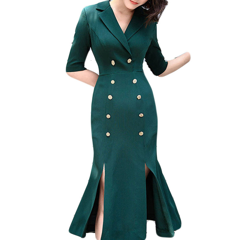 

Xf 2021 New Summer High Quality Spaghetti Strap in Black/green Jacket Short Button Double Sun Queue Dress Mermaid K105
