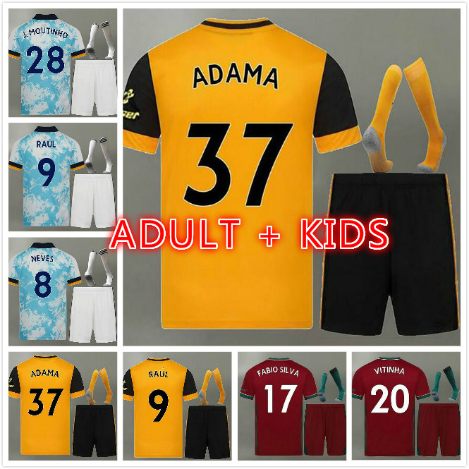 

adult kids 2020 2021 Wolves SEMEDO RAUL NETO Soccer Jerseys 20 21 Wanderers J.OTTO PODENCE Football Shirts ADAMA Men Kids Kits sets Uniform