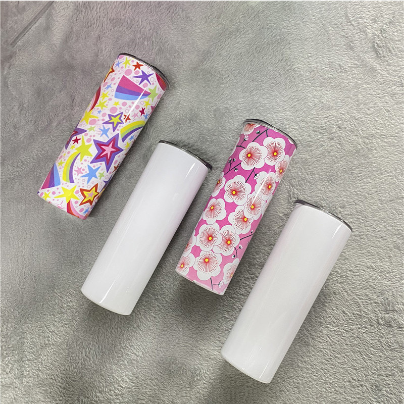 

DIY Blank 20oz Sublimation Skinny Tumbler Double Wall Stainless Steel Vacuum Insulated Water Mugs For Travel, White