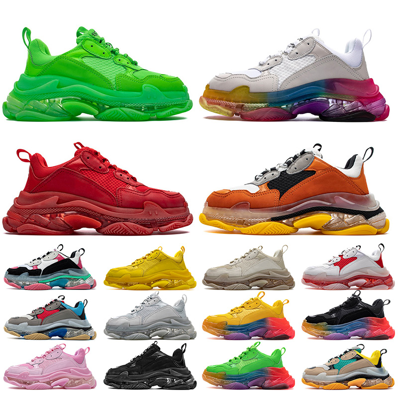

2020 New Fashion Triple S Sneakers Women Mens Designer Casual Shoes Crystal Bottom Dad Platform Triple S Vintage Sneakers Trainers Shoes, #39