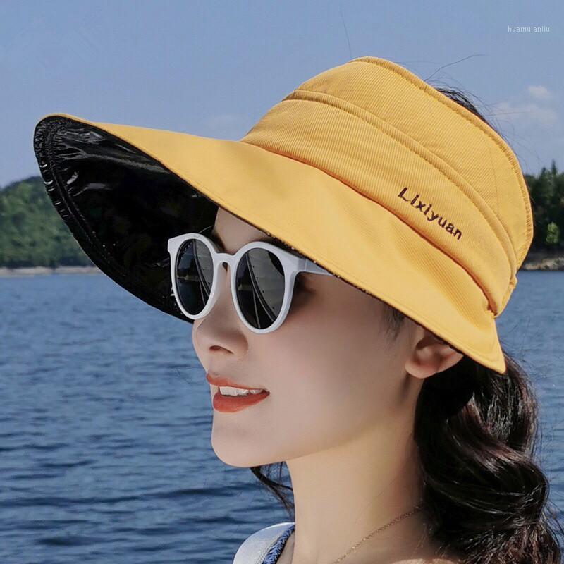 

Women Sun hat Summer Hat Folding Sunscreen Anti-uv big Summer Biking Beach Fashion Sun1, Black
