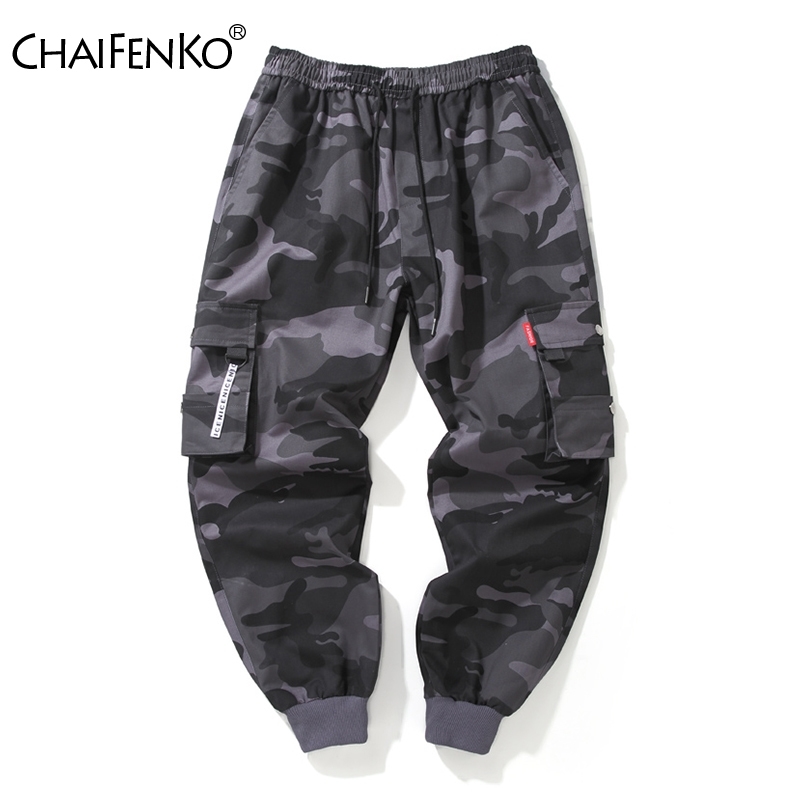 

CHAIFENKO Brand Mens Joggers Pants Camouflage Cargo Pants Men Hip Hop Skateboard Jogger Fashion Casual Beam Feet Pant Men M-8XL 201113, Gray
