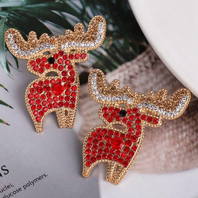 

Christmas Gift Elk Earrings for Women's Earring Filled Rhinestone Stud Earrings Fashion Trendy Jewelry for Xmas Party