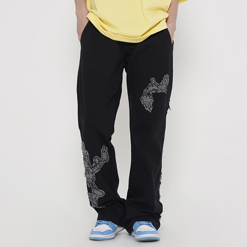 

2021 New Harajuku Embroidery Retro Jeans for Men and Women Straight Oversize Loose Denim Trousers High Street Casual Jean Pants Evcu, Green