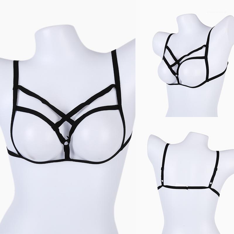 

Women Sexy Lingerie Bralette Lace Hollow Out Bra Cross Bandage Underwear1, Black