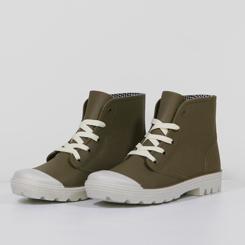 

Fashion Rubber Waterproof Non-slip Shoelace Vulcanized Shoes Covering High Top Nubuck Casual Flat Women Rain Boots, Blue