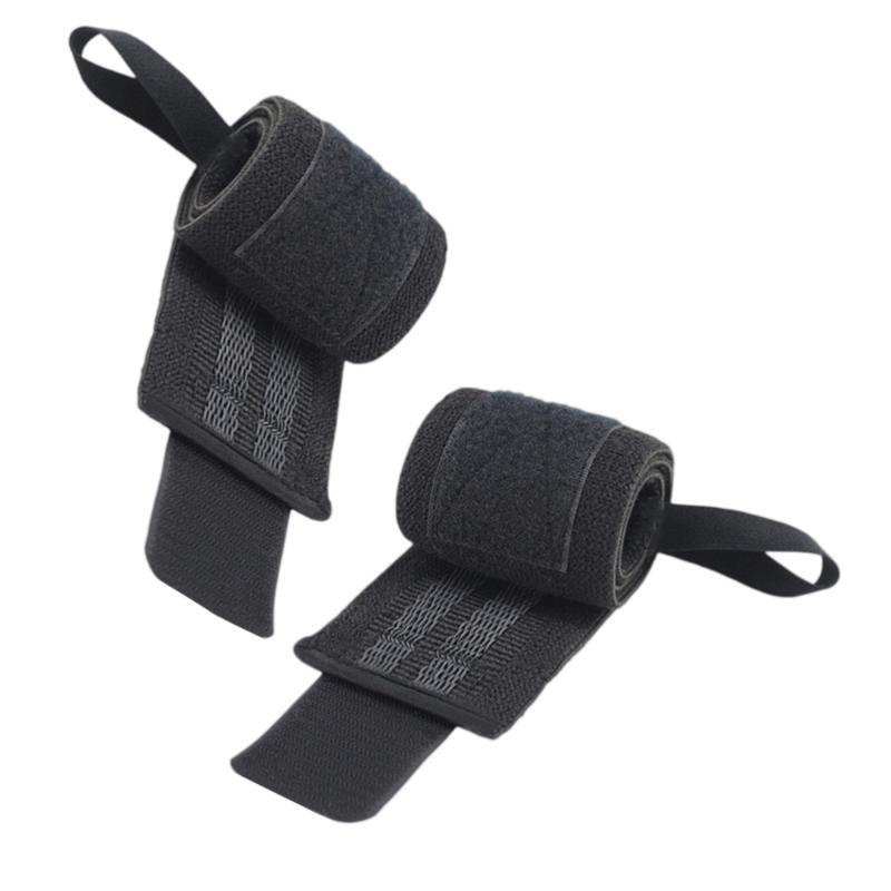 

2pcs Protective Wristbands Elastic Non-slip Winding Wrist Wraps Sports Bracers for Weight Lifting Fitness Gym (Left Hand+Right, Black