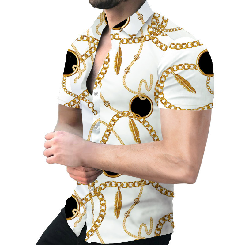 unique homme élégant vêtements de plage chemises vêtements impression blouse hawaii à manches courtes d'été bouton chemise camisa lujo slim fit c