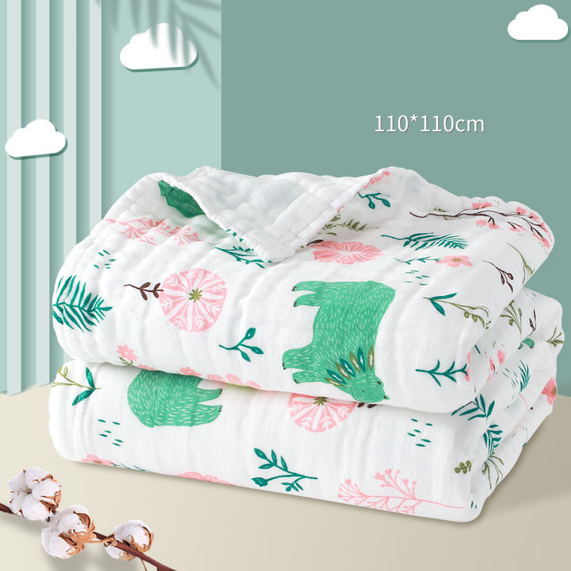 

Thicken 6 Layers Gauze Muslin Swaddle Baby Blankets Cotton Bed Cover Absorbent Large Bath Towel 110* Newborn Summer Quilt LJ201105, Shengdanshu-6 layers