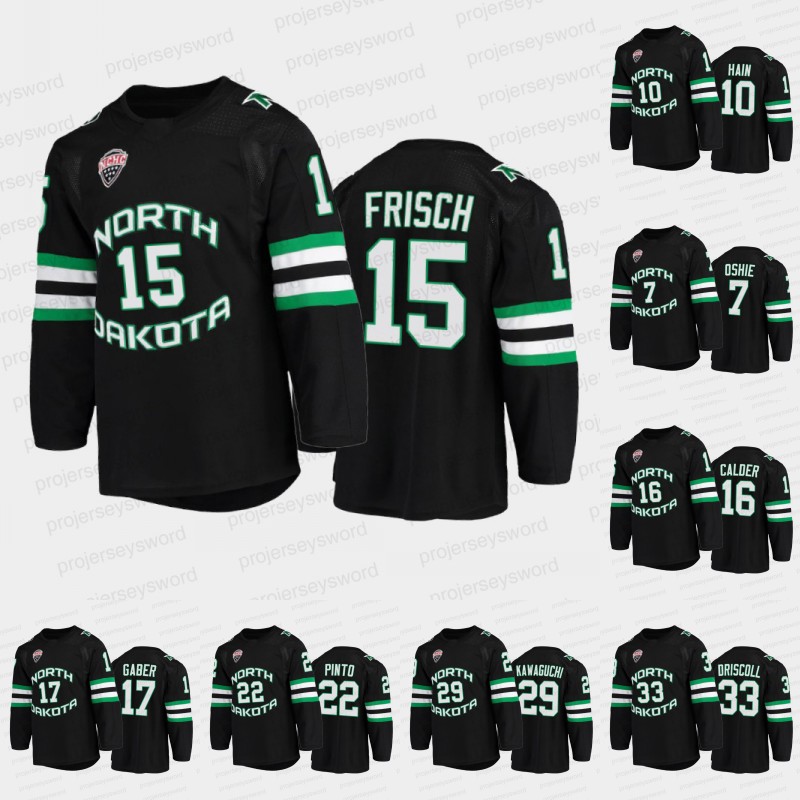 

2022 NCAA Driscoll College Hockey NCHC Jersey T.J. Oshie Gavin Hain Ethan Frisch Ashton Calder Riese Gaber Mark Senden Shane Pinto Jake Sand, Black;red