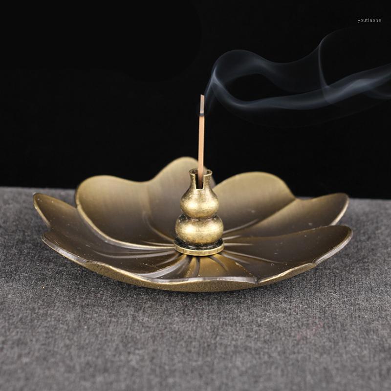 

Incense Burner Sticks Holder Plate Buddhism Coil Creative Lotus Censer 2 Colors1