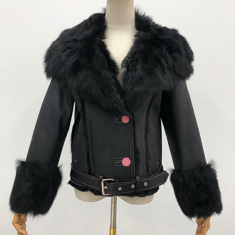

New Arrival Women Shearling Coat Short Thick Warm Sheepskin Leather Jacket Winter MJF-SJ-11, Black