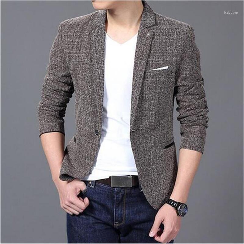 

Men's Suits & Blazers Wholesale- AILOOGE 2021 Casual Blazer Men Fashion Brand Jacket Masculine Coat Button Suit Jacket1, Grey