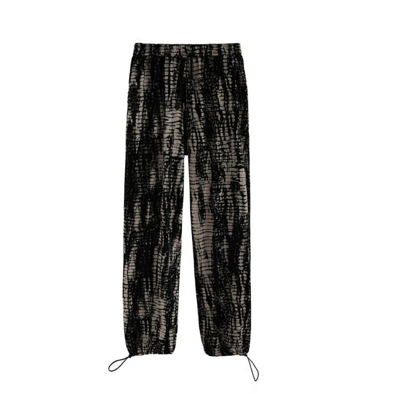 

2020 New Asian Force Rendering Trousers Fashion Casual Loose Straight Printed Breathable Casual Knitted Trousers, Black