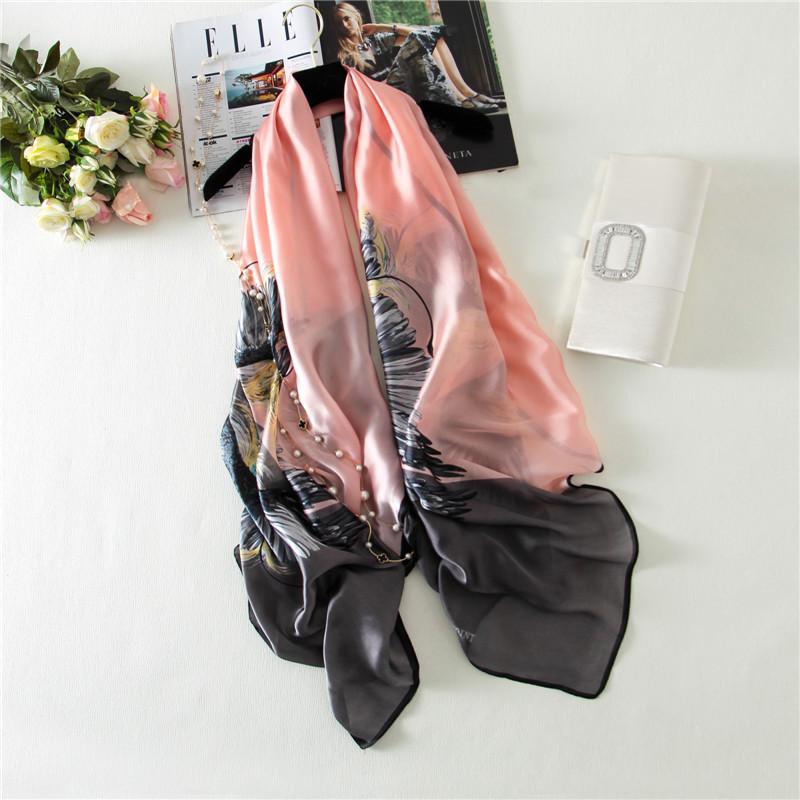 

2021 women scarf summer silk scarves beach Sunscreen fashion Party shawl lady Popular Print hijab stole bandana