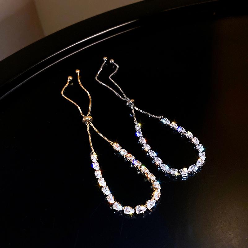 

Other Bracelets Trendy Design 14K Real Gold Geometric Crystal Bracelet For Women Temperament Adjustable Jewelry Charm Bling Zircon Gift, Golden;silver