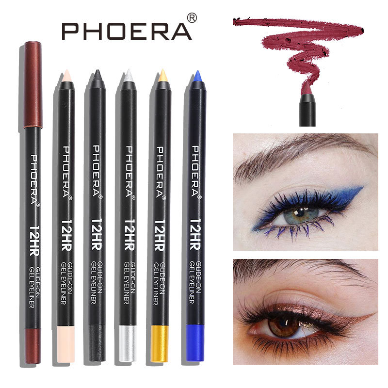 

PHOERA Eyeliner Pearlescent Matte Waterproof Makeup Eye Liner Pen Easy Wear Long Lasting Eyes Makeup Tool, 101#black