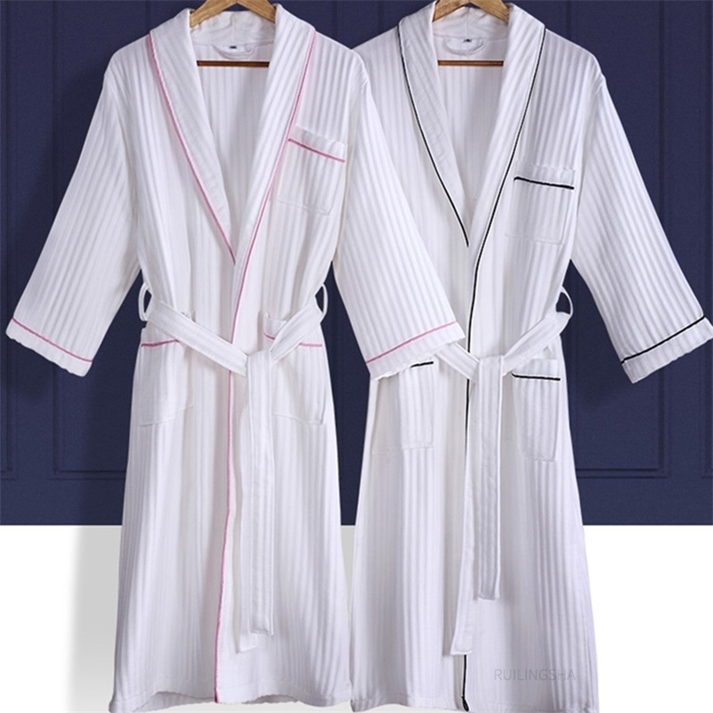 

Lovers Towel Cotton Robe Men Women Shawl Collar BathRobe Male Sleepwear Mens Dressing Gown Plus Size Badjas Bridesmaid Robes 201109, Pink