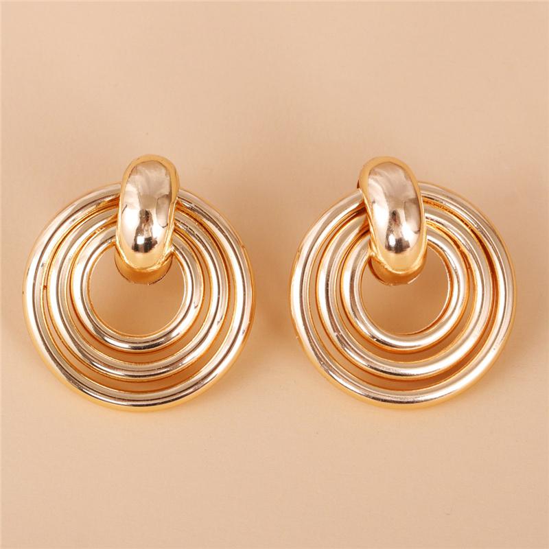 

JUJIA Punk Gold Color Geometic Big Stud Earrings For Women Earings Metal Trendy Girls Earings Wedding Gift Jewelry
