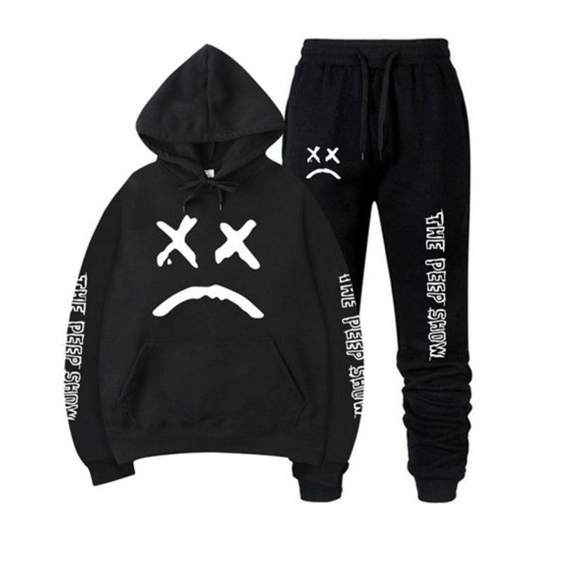 

RIP Lil Peep Hoodies Sweatshirt + Sweatpants Suits Men Women Hip Hop Lil Peep Cry Baby Pullover Two Piece Set Sudaderas X1021, Khakilightkulianh