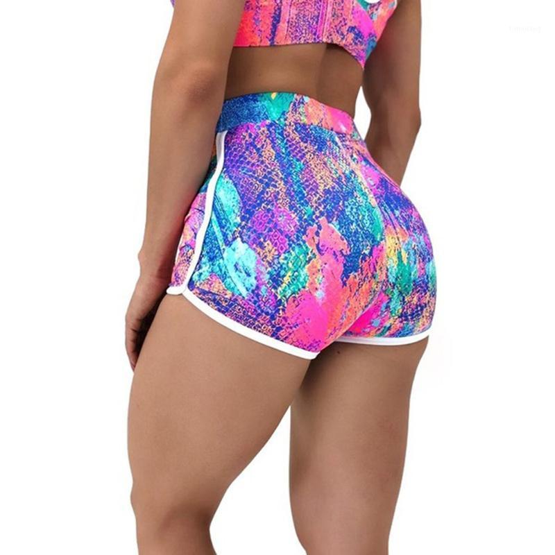 

Summer Women's Tie-Dye Yoga Shorts High Waist Push Up Running Fitness Leggings Sports Shorts Stretch Quick Dry Short Pants New1, Orange
