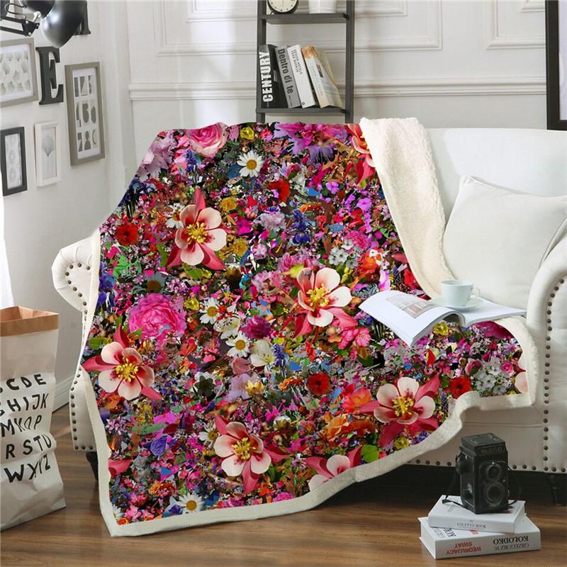 

Flower Fashion Quilts 3D Print Plush Blanket For Adult Cover Casual Sofa Fleece Throw Blanket Home Office Bedding Washable 2020