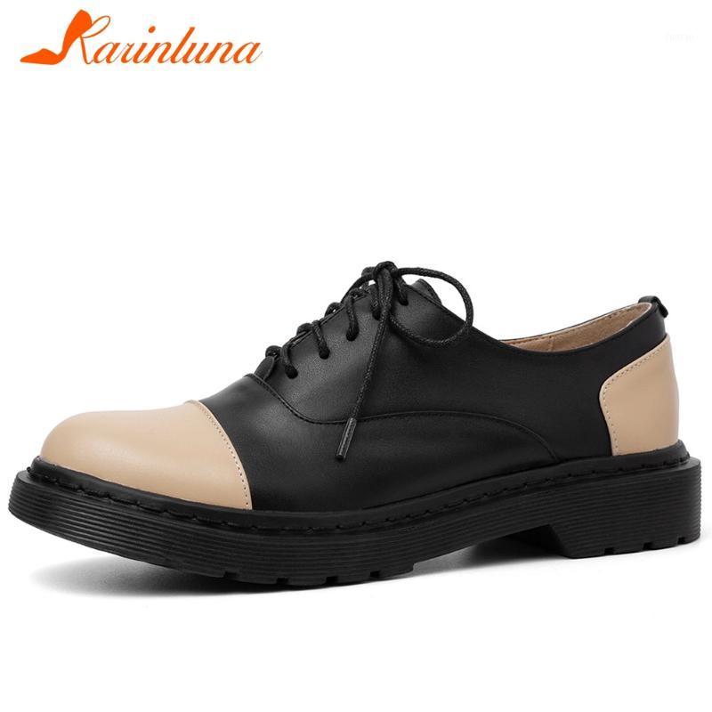 

KARIN Fashion Platform Pumps Comfort Genuine Leather Med Heels Pumps Women New Brand Design Patchwork Shoes Woman1, Black