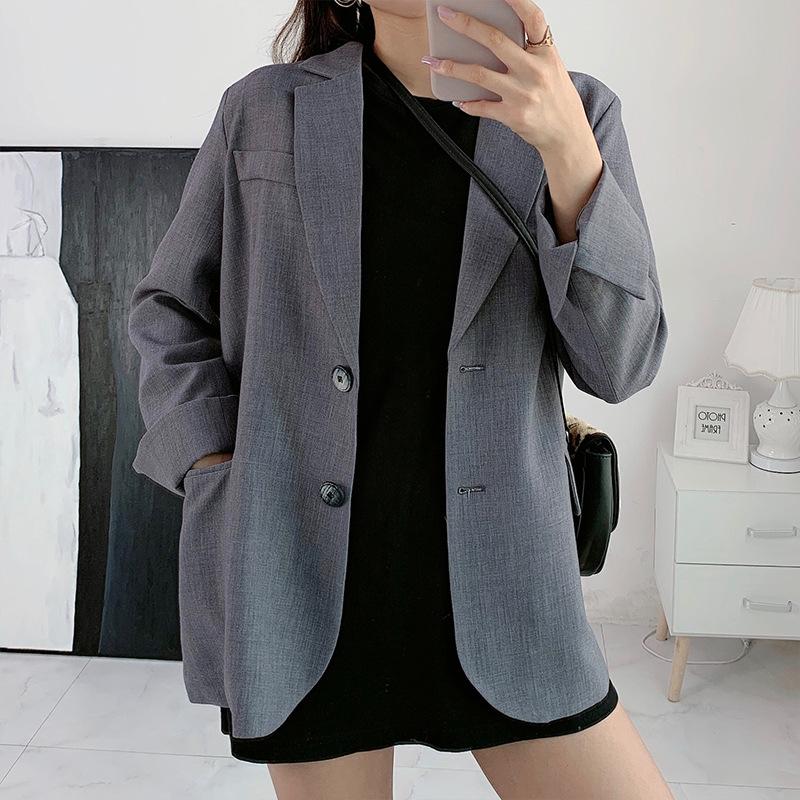 

Temperament plus size women's -5XL autumn and winter Ladies office jacket small suit High quality plus size loose ladies Blazer, Gray