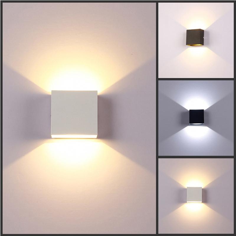 

Mini Black White Wall Lamp Decoration Cube Bedroom Light Modern Home Luces Led Decoracion Dormitorio Pared Up Down Projection