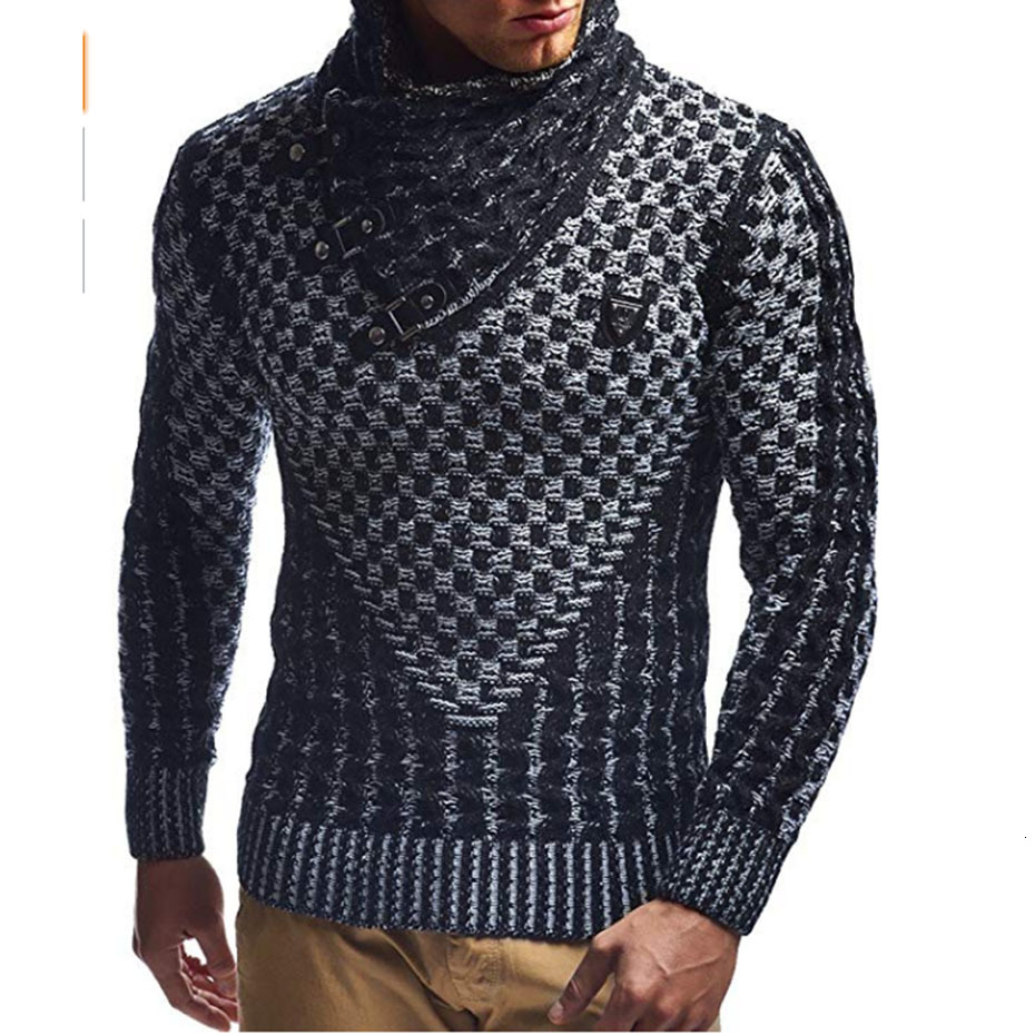 

2021 New Autumn Guys Warm Sweaters Computer Knitted Man Casual Knitwear Winter Men Black Sweater Coat Ah3b, White