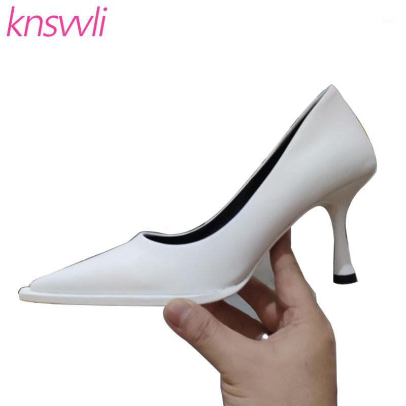 

Sexy High Heel Runway Party Shoes Woman Pointed Toe Black White Genuine Leather Zapatos De Mujer Stiletto Women Pumps1