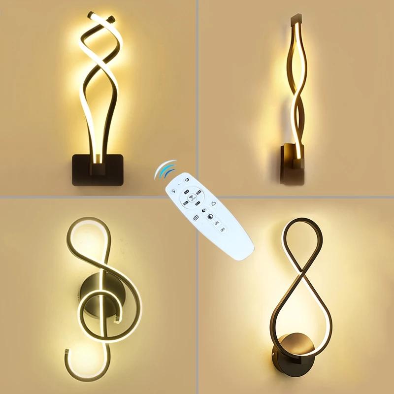 

Modern Minimalist Wall Lamps Living Room Bedroom Bedside Dimmable 2.4G RF Remote Control Black White Lamp Aisle Lighting Decorat
