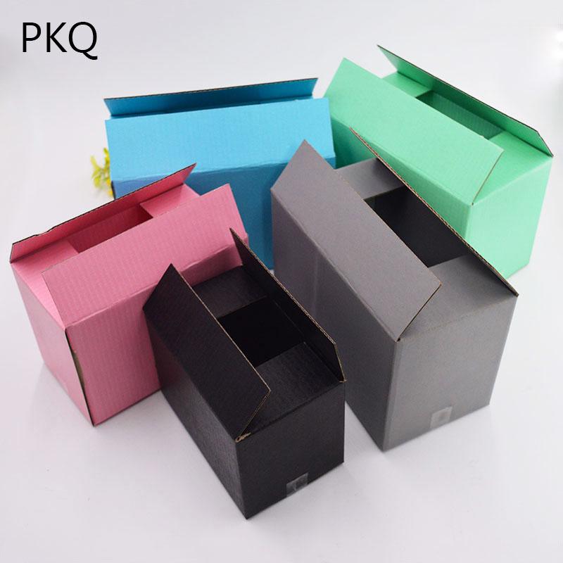 

10PCS 6 Sizes Large Kraft paper gift packaging box, cardboard wedding gift candy box pink/blue/green/gray craft paper boxes