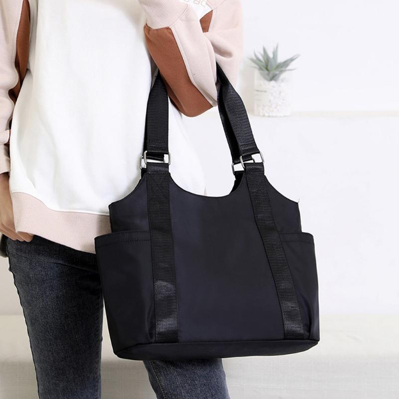 

Large Canvas Women Messenger Bags Fashion Solid Color Shoulder Bag Retro Girl Shopping Handbag Pockets Female Messenger Bag, Black