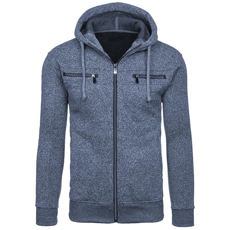 

2020 Spring Autumn Fashion New Men's Casual Long Sleeve Hooded Cardigan Coat / Male Double Zipper Design Hoodie Jacket, Hei hui