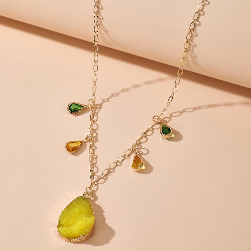 

Tocona Charming Water Drop Pendant Necklace for Women Colorful Rhinestone Tassel Chain Choker Party Jewelry Accessories 14049