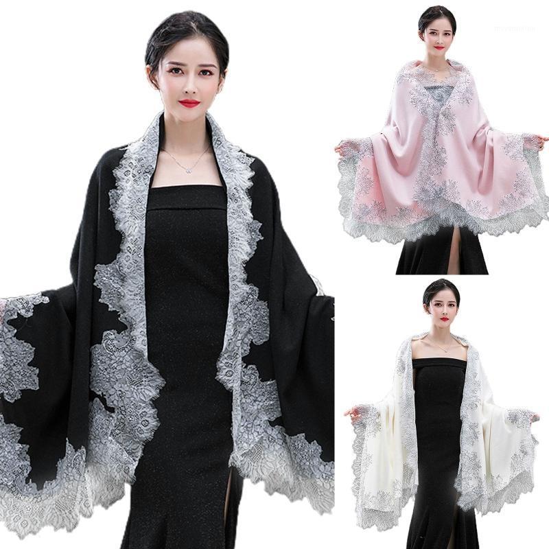 

Women Large Scarf Vintage Shawl Wrap Eyelash Floral Lace Wedding Cape1