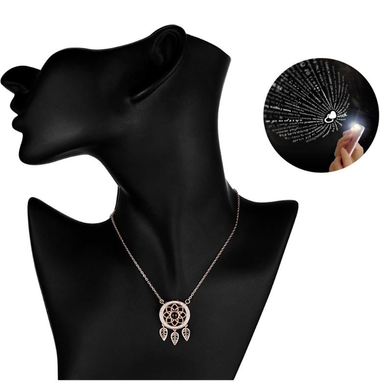 

Treasured Bohemian Dream Catcher Necklace 100 Languages I Love You Projection Imitate Pendant Necklace Gift Delicate Choker