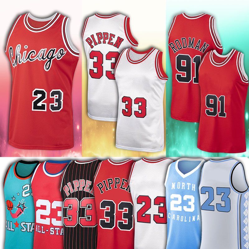 

NCAA 23 Michael Men MJ 33 Scottie 91 Dennis Pippen Chicago BUL Rodman Mitchell & Ness Basketball Jerseys, Men(gong niu)