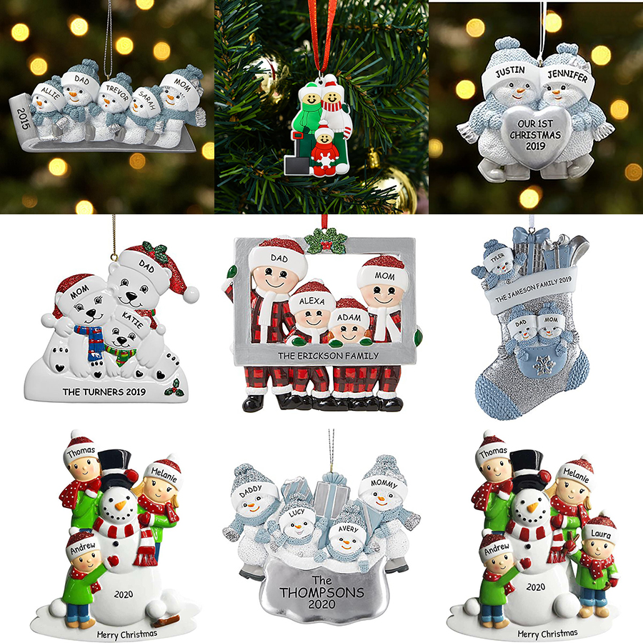 

2021 PVC Christmas Family Ornaments Christmas Pendants Christmas Decorations DIY Wishes and Name Xmas Gift XD24080