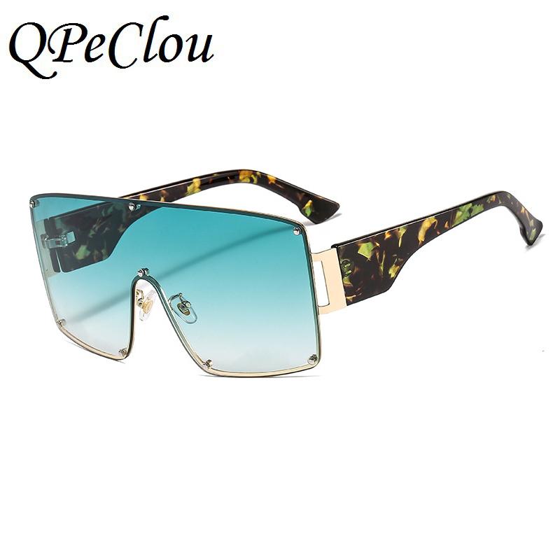 

Sunglasses QPeClou 2021 One Piece Vintage Flower Women Fashion Oversized Square Color Sun Glasses Men Driving Goggles