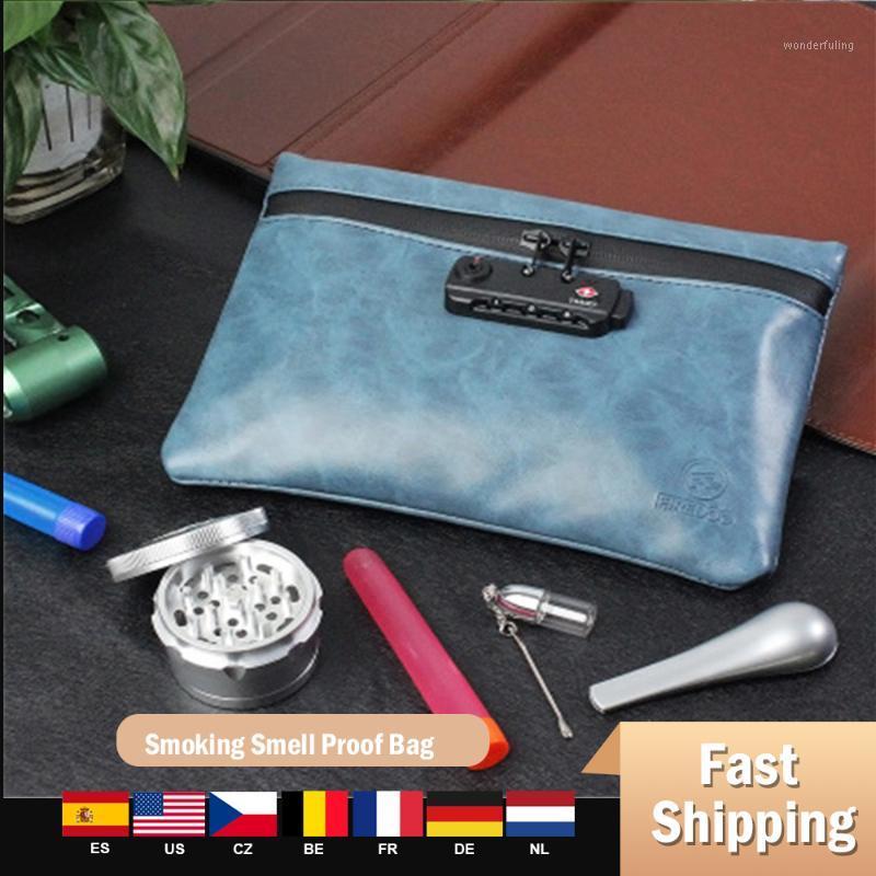 

Smoking Smell Proof Bag Waterproof Leather With Combination Lock For Odor Proof Stash Container Case Storage1