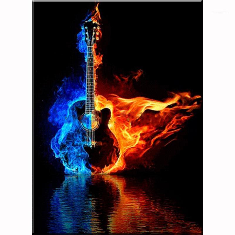 

Full Square Diamond 5D DIY Diamond Painting "Blue fire guitar"3D Embroidery Landscape Cross Stitch Mosaic Home Decor1