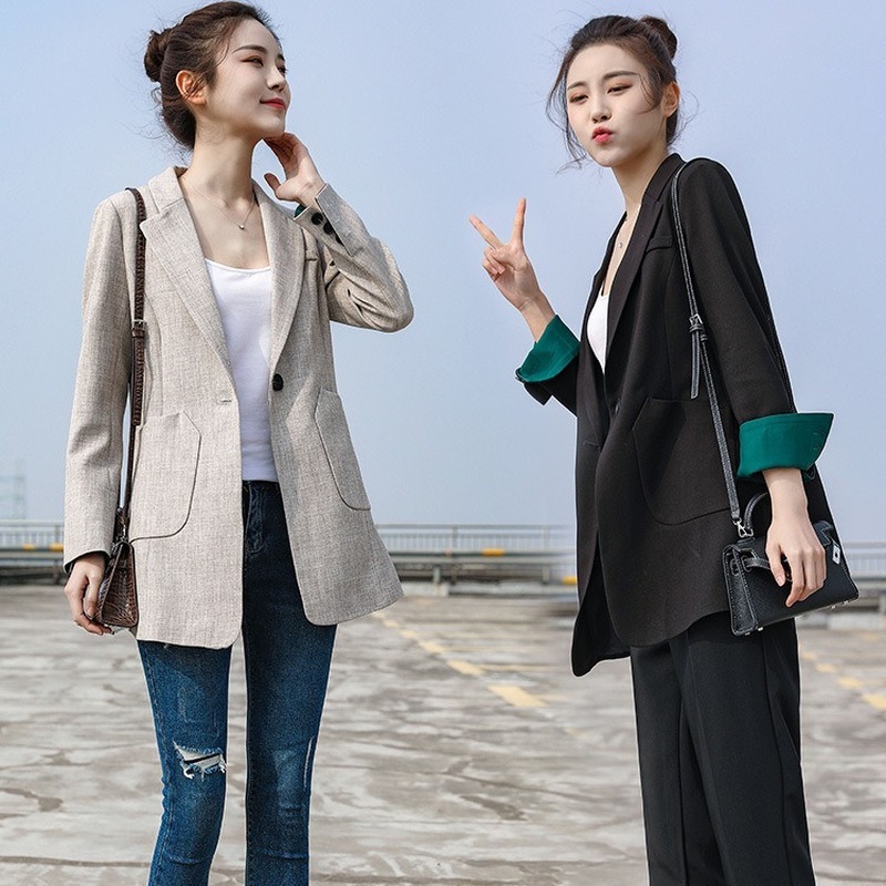 

2021 New Korean female style retro solid color casual online celebrity small tender spring fresh winter coat candy 4J6E, Beige.