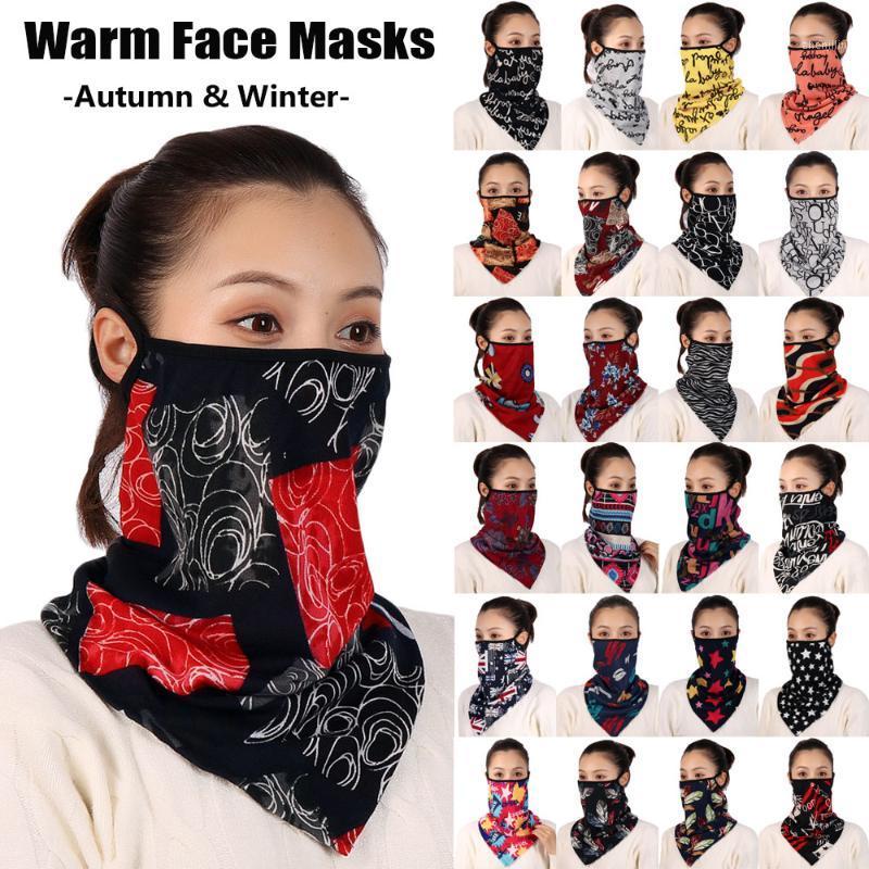 

1PC Women Printing Warm Face Scarf Autumn Winter Windproof Mask Hiking Bandana Foulard Cotton Soft Neck Scarves Ring Wraps Cover1