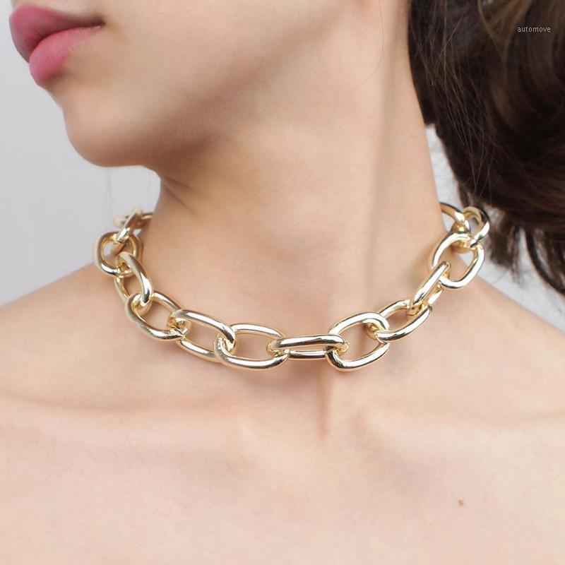 

MANILAI Simple Metal Chunky Chain Necklace For Women 2020 Punk Statement Choker Necklaces Maxi Jewelry Bib Collar Necklaces1