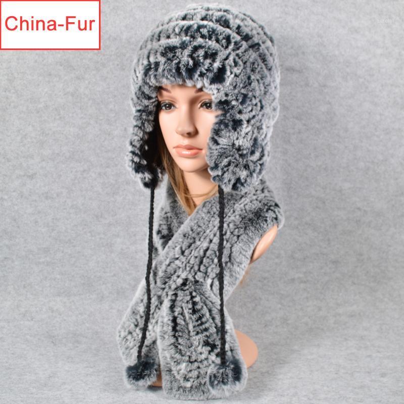 

Winter Women Outdoor 2 Pieces Sets Real Rex Fur Hat Scarf Rex Fur Cap Scarves Natural Ring Shawl Hats1, Color 7