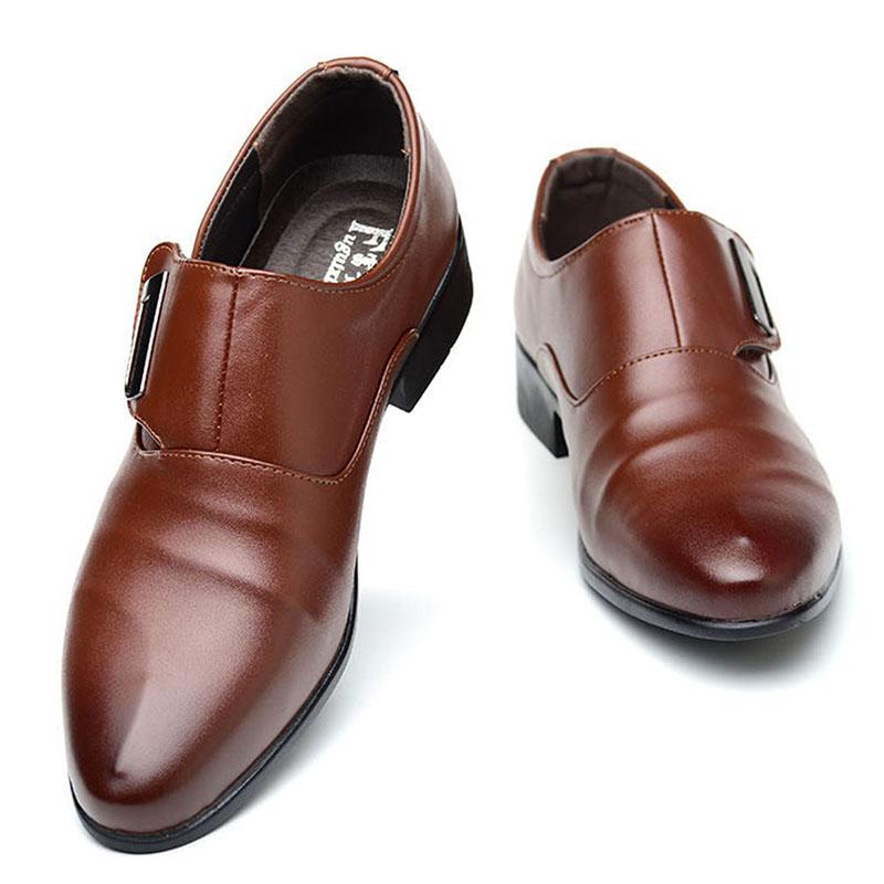 

Men Dress Shoes Solid Pattern Men Formal Shoes PU Leather Luxury Fashion Groom Wedding Oxford Dress Size 38-48, Black